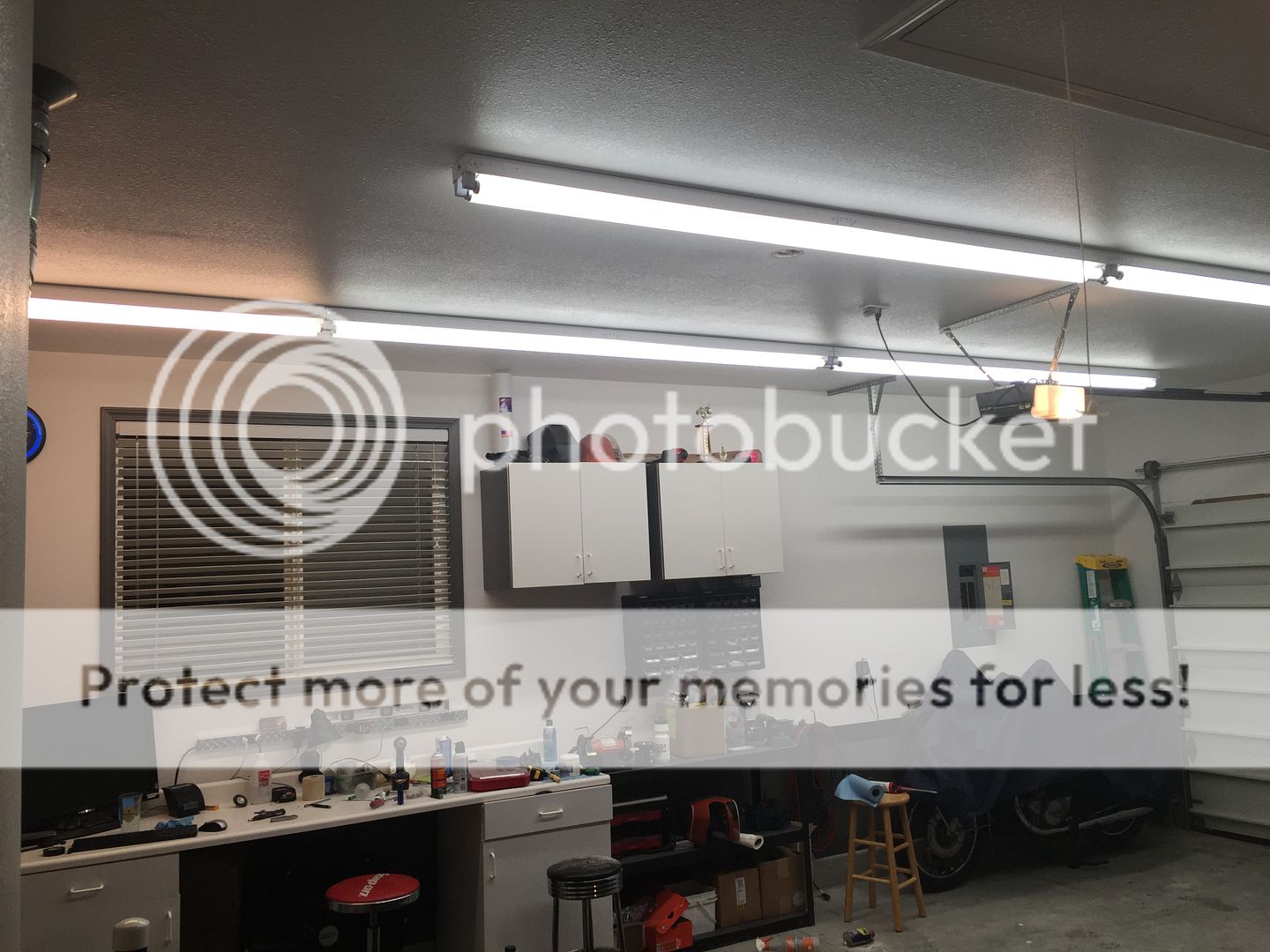 Updated my work area in my garage with fluorescent lighting